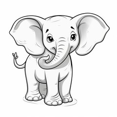 Obraz premium Cute cartoon elephant with big ears and a trunk.
