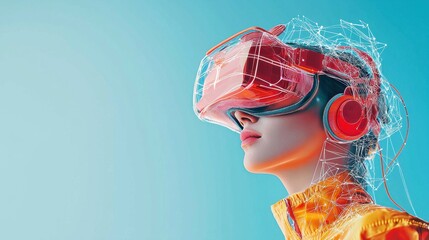 Virtual reality experience futuristic environment digital art immersive technology close-up innovation