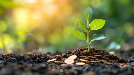Planting the seeds of success, the journey of business growth, money growth, saving and investing concept, personal finance background, conceptual imagery of financial concepts. Generative AI