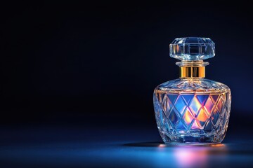 Iridescent Sheen on a Timeless Vintage Perfume Bottle Reflecting Elegance and Nostalgia