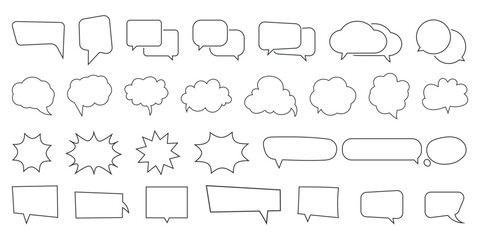 Big Set of Comic Style Chat Bubble Outline Icons