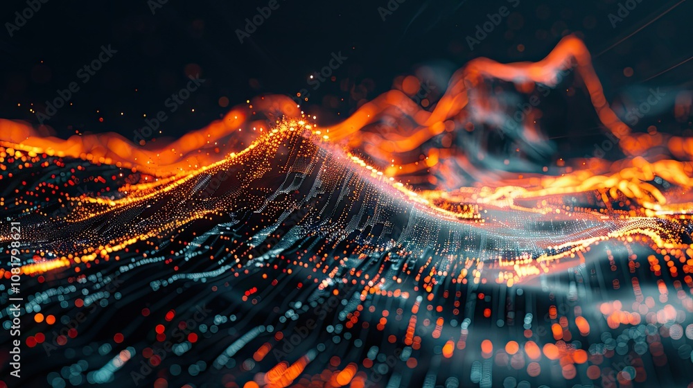Poster Digital energy lines forming a futuristic abstract pattern