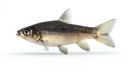 Fish isolated on white background closeup. The common dolphin fish (also known as mahi-mahi).
