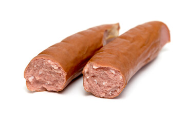 smoked sausage on a white background