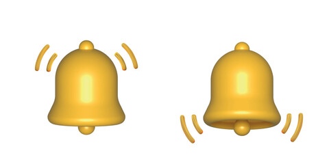 Set of three bell icons for notifications and alerts. Symbols for reminders or attention in user interface design.