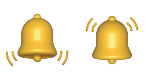 Two bell icons with sound wave symbols indicating ringing or active notifications. Icons for alerts and reminders.