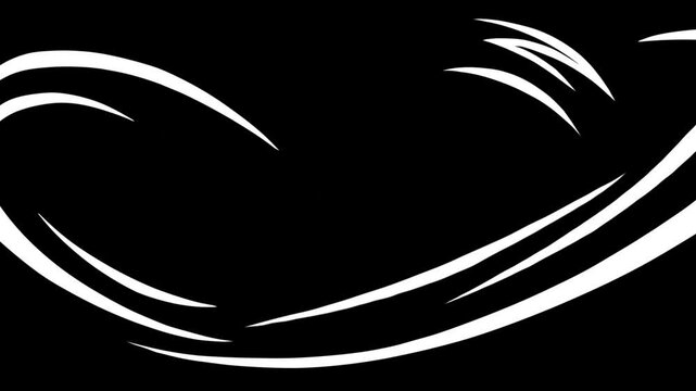 4K video collection of 2d cartoon animation of wind isolated on alpha channel, 3 wind direction, frame transition effect