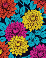 Botanical pattern for printing on wall decorations, covers. Artistic brush strokes.