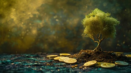 Planting the seeds of success, the journey of business growth, money growth, saving and investing concept, personal finance background, conceptual imagery of financial concepts. Generative AI