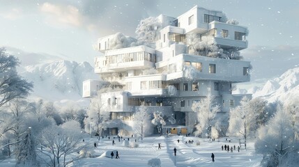 Conceptual render of a high-tech residential building