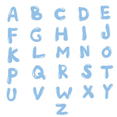 turquoise blue uppercase alphabet decorative set with shiny jelly letter style
