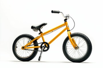 Fototapeta premium Yellow bicycle with black tires and a black seat.