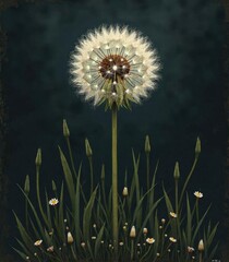 dandelion on a dark background
