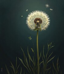 dandelion on a dark background