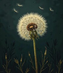 dandelion on a dark background