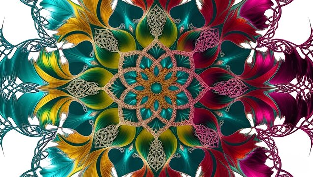 Vibrant floral mandala artwork digital creation abstract design colorful environment artistic perspective visual harmony