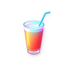 3D Iridescent Smoothie Weight Loss Design Element with Glitch Effects on White Background