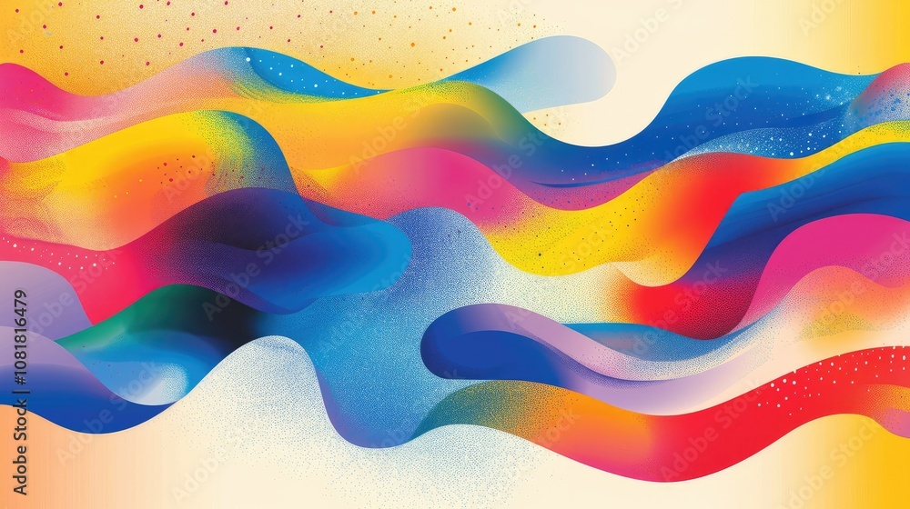 Poster bright, fluid shapes blending into a gradient