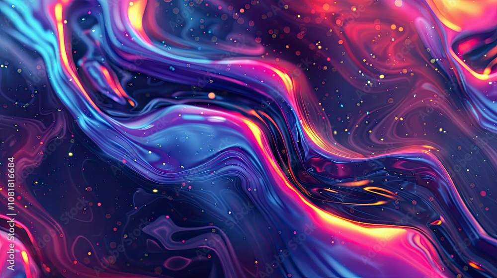 Poster bright, fluid shapes blending into a gradient