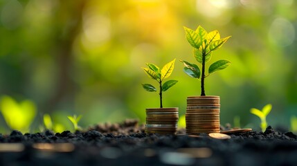 Planting the seeds of success, the journey of business growth, money growth, saving and investing concept, personal finance background, conceptual imagery of financial concepts. Generative AI