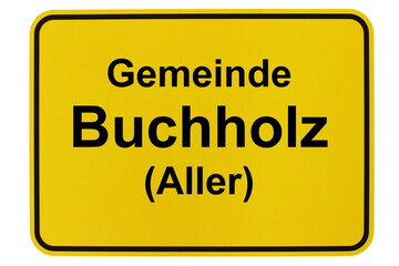Illustration eines Ortsschildes der Gemeinde Buchholz an der Aller in Niedersachsen
