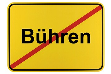 Illustration eines Ortsschildes der Gemeinde Bühren in Niedersachsen