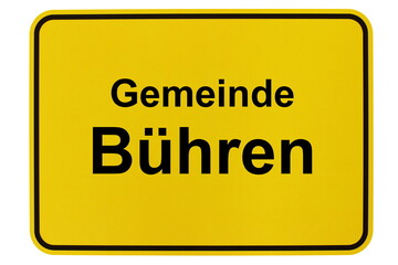 Illustration eines Ortsschildes der Gemeinde Bühren in Niedersachsen