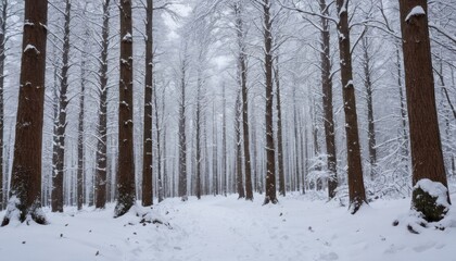 Fototapeta premium A winter forest with a carpet of fresh snow