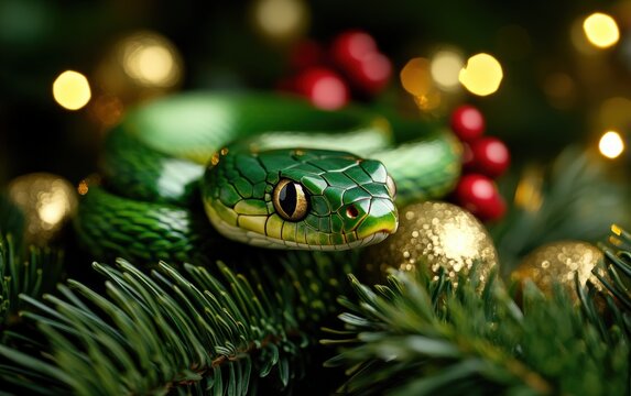 green snake christmas background 