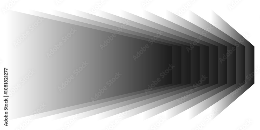 Poster abstract 3d perspective rectangles overlay pattern black and white, grey gradient on transparent bac