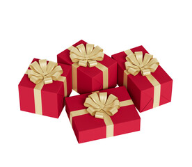 크리스마스 빨간 선물 상자 Christmas Red Gift Box With Gold Ribbon