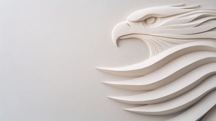 Elegant White Concrete Eagle Sculpture with Dramatic Lighting
