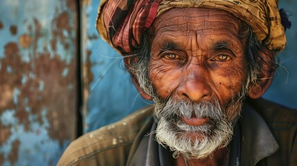 A Close-Up Portrait of an Elderly Man