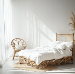 Rattan Bed & Chair.