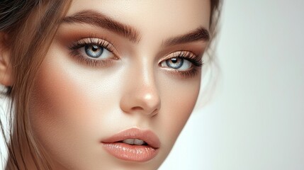 Fototapeta premium A Stunning Portrait of a Beautiful Young Woman with Striking and Captivating Features