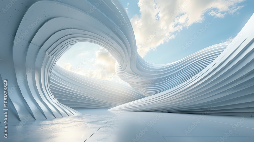 Aufkleber abstract render of a futuristic building concept