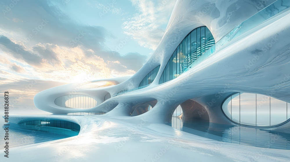 Aufkleber abstract render of a futuristic building concept