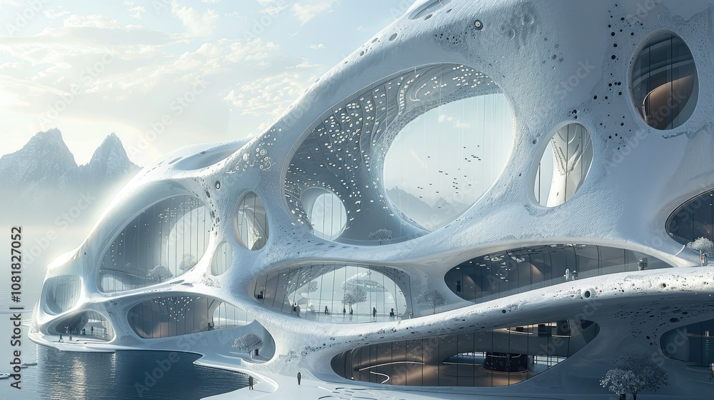Aufkleber abstract render of a futuristic building concept