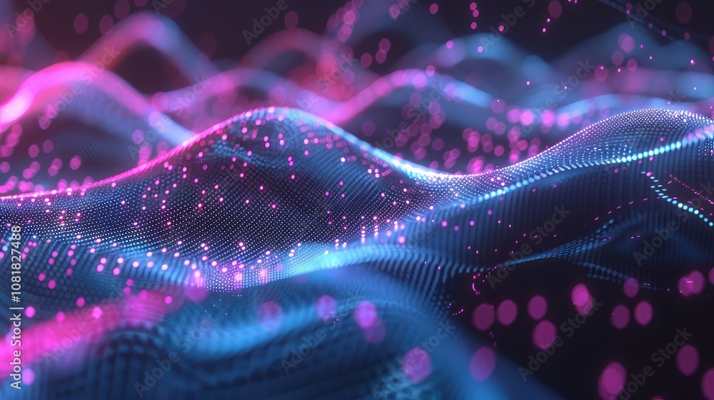 Poster Abstract network lines and particles forming a digital web