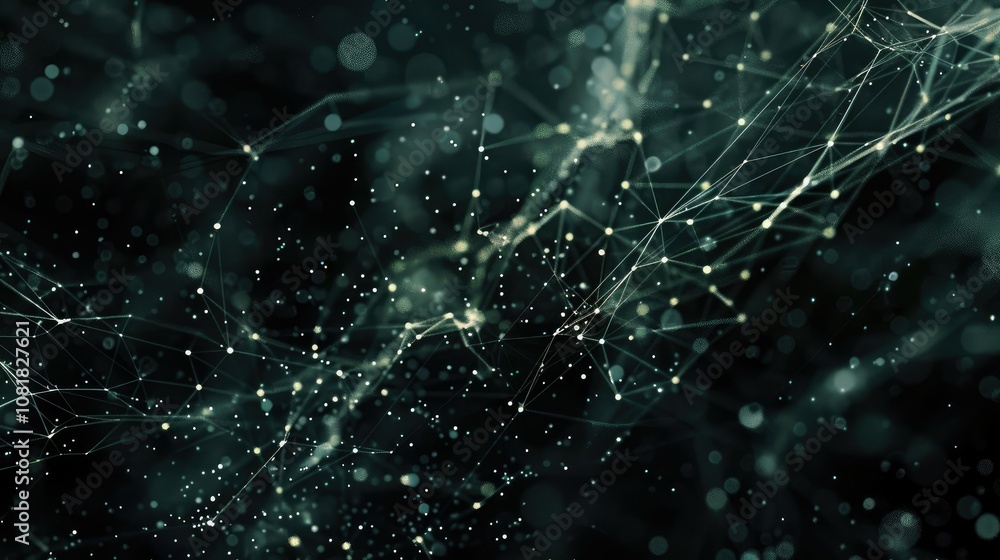 Poster Abstract network lines and particles forming a digital web
