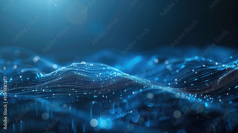 Poster Abstract network lines and particles forming a digital web