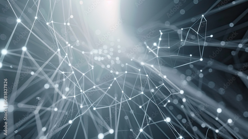 Poster Abstract network lines and particles forming a digital web
