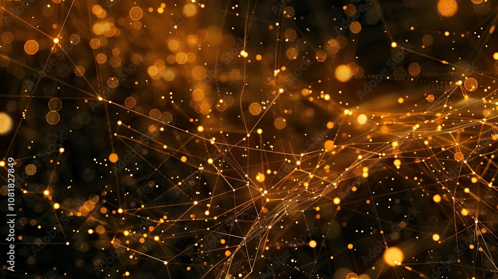Poster Abstract network lines and particles forming a digital web