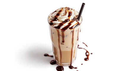Delicious Iced Coffee with Chocolate Drizzle and Whipped Cream