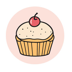 Cupcake icon, vector illustration with a white background