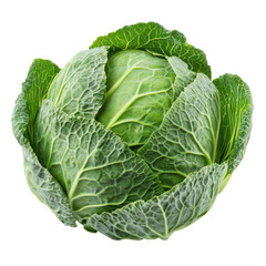 Obraz premium Fresh green cabbage head, leafy vegetable produce. Natural organic cabbage for cooking, healthy food ingredient PNG isolated PNG with Transparent Background