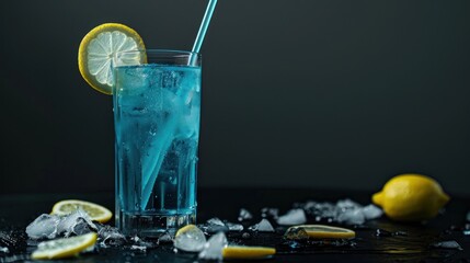 Blue Cocktail with Lemon