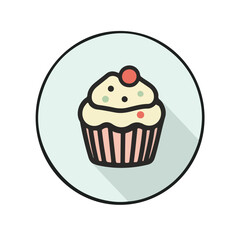 Cupcake icon, vector illustration with a white background