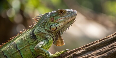 Obraz premium Captivating Macro Photography of a Vibrant Iguana with Detailed Texture and Rich Colors, Showcasing Nature's Beauty in Close-Up Portraits of This Fascinating Reptile