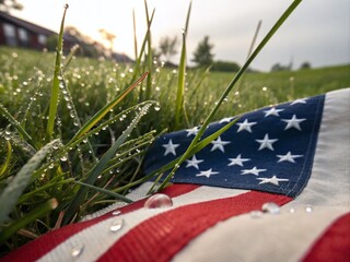 Captivating Macro Photography of Stars and Stripes for Memorial Day Celebrations Highlighting the Symbolism and Colors of American Patriotism in Nature's Close-up View